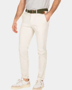 Effen chino met stretch - Cream
