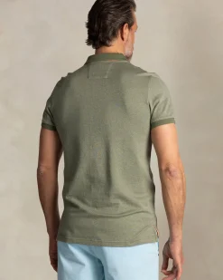 Effen groene polo met oranje details