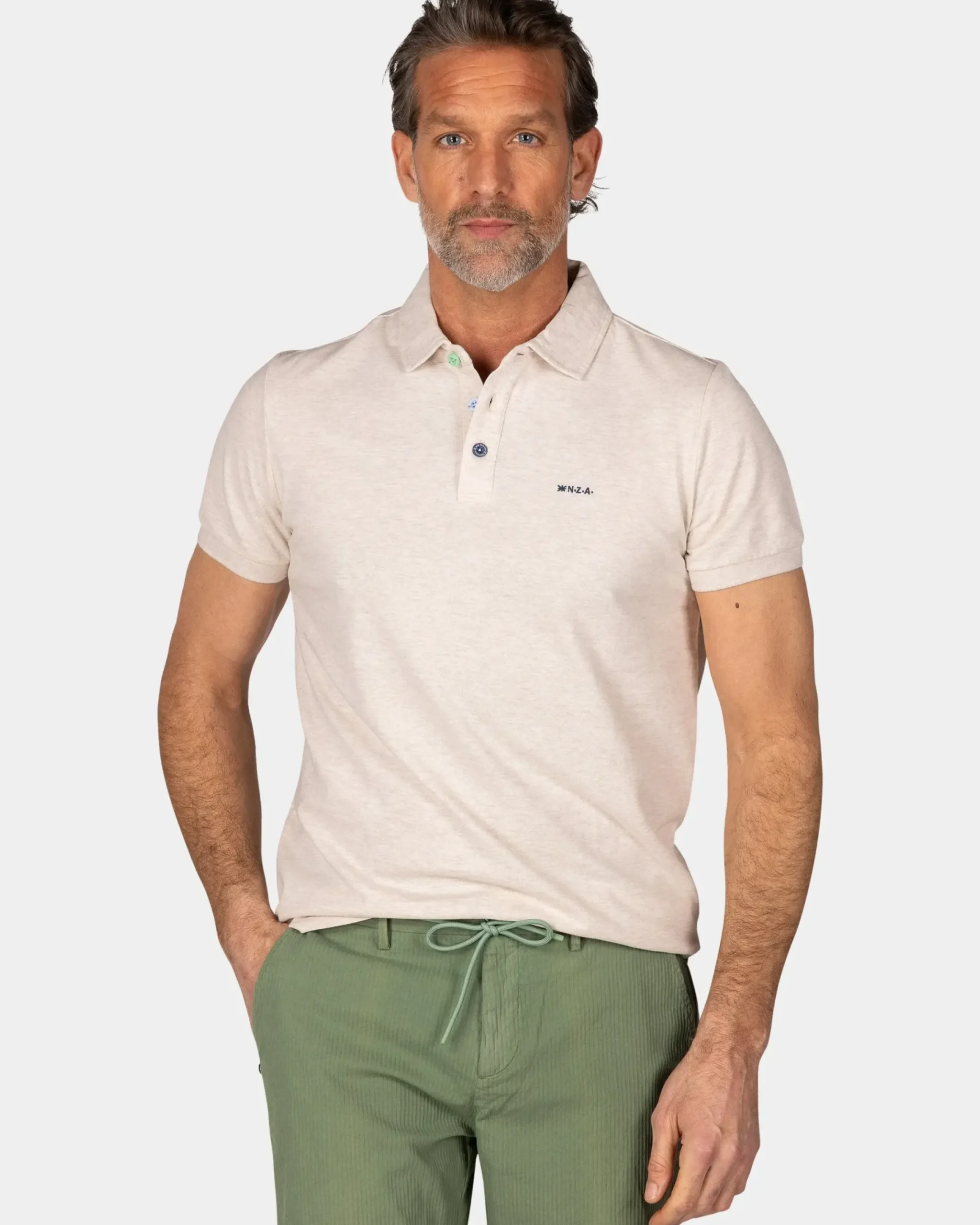 Effen katoenen beige polo