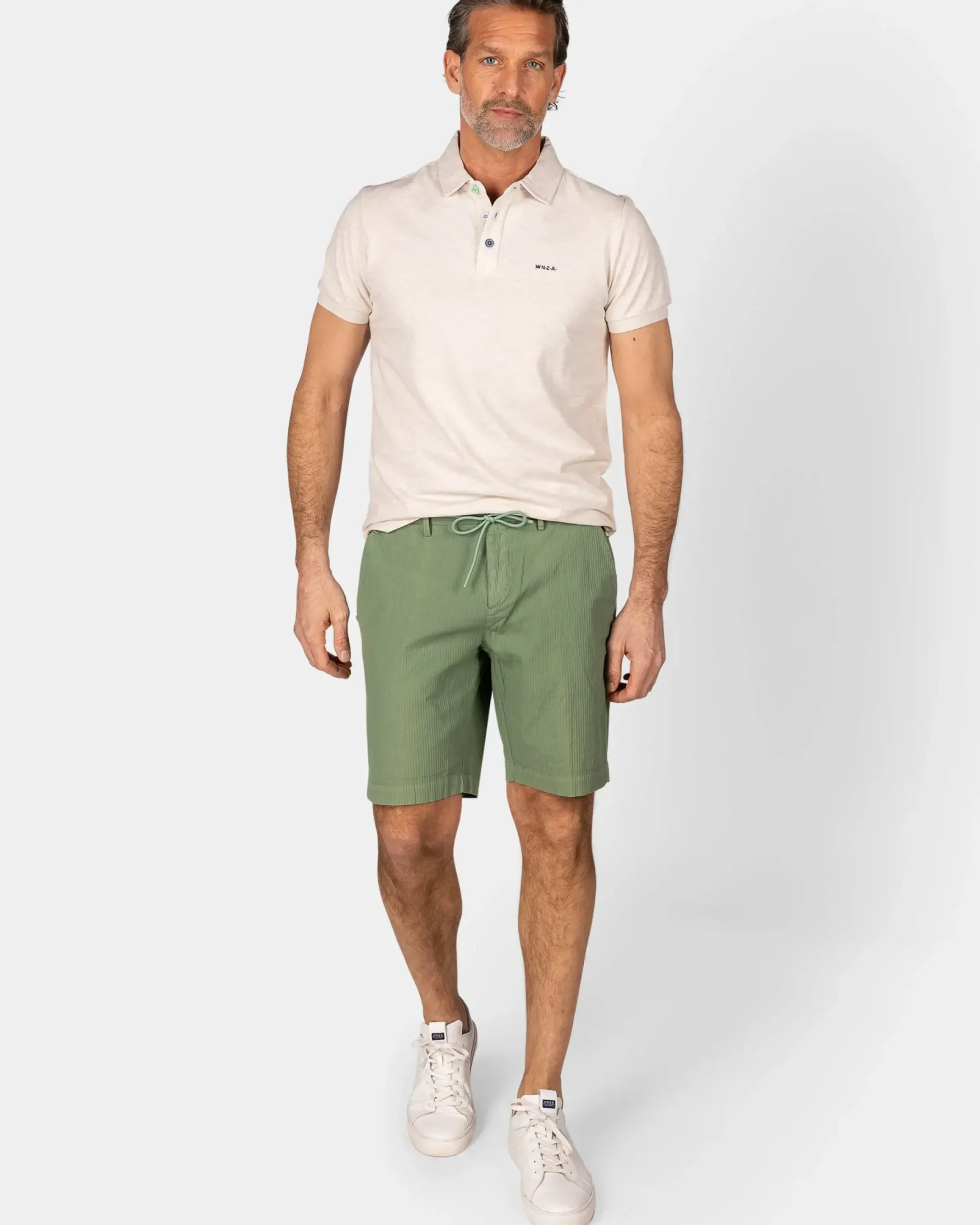 Effen katoenen beige polo