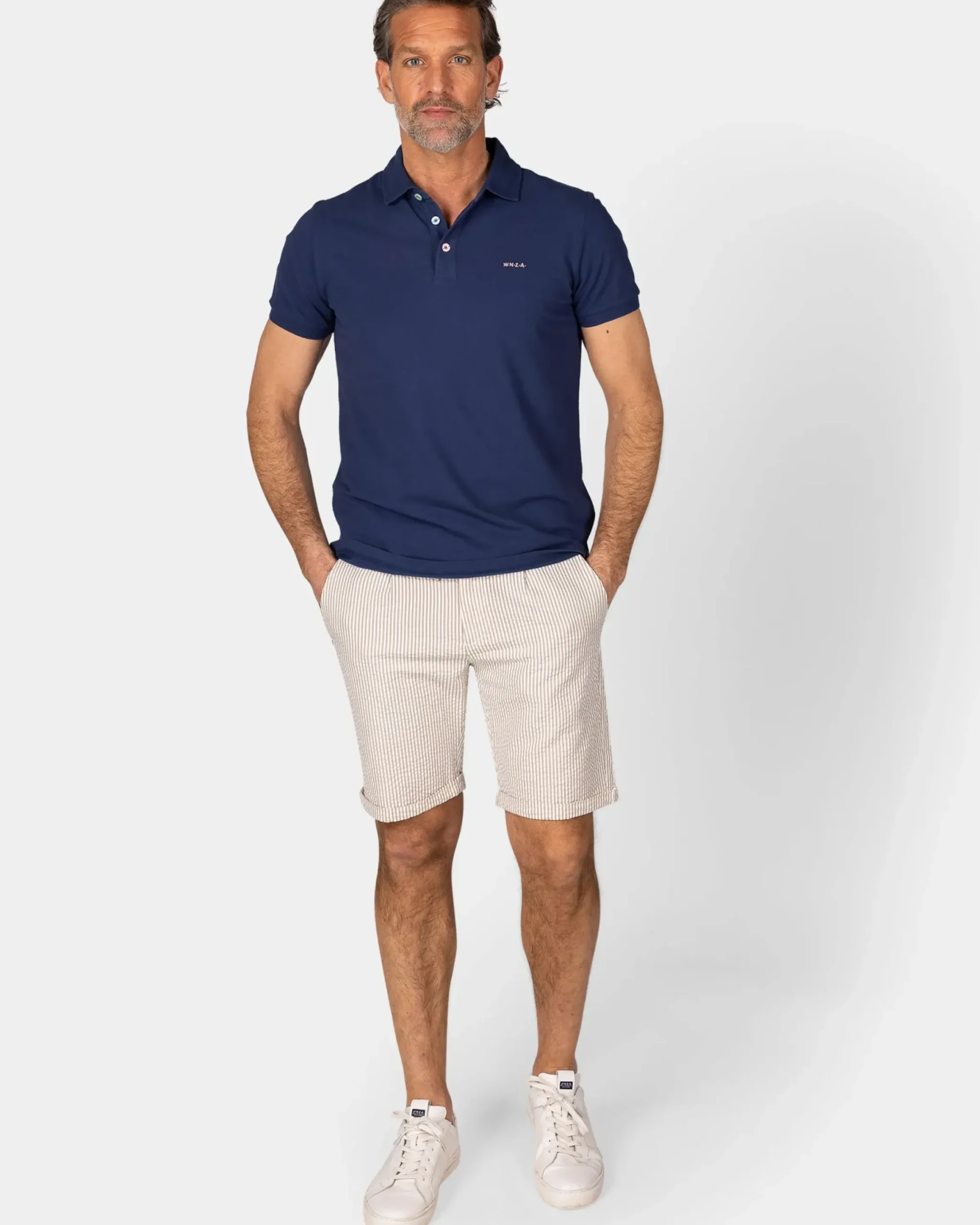 Effen katoenen blauwe polo
