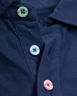 Effen katoenen blauwe polo