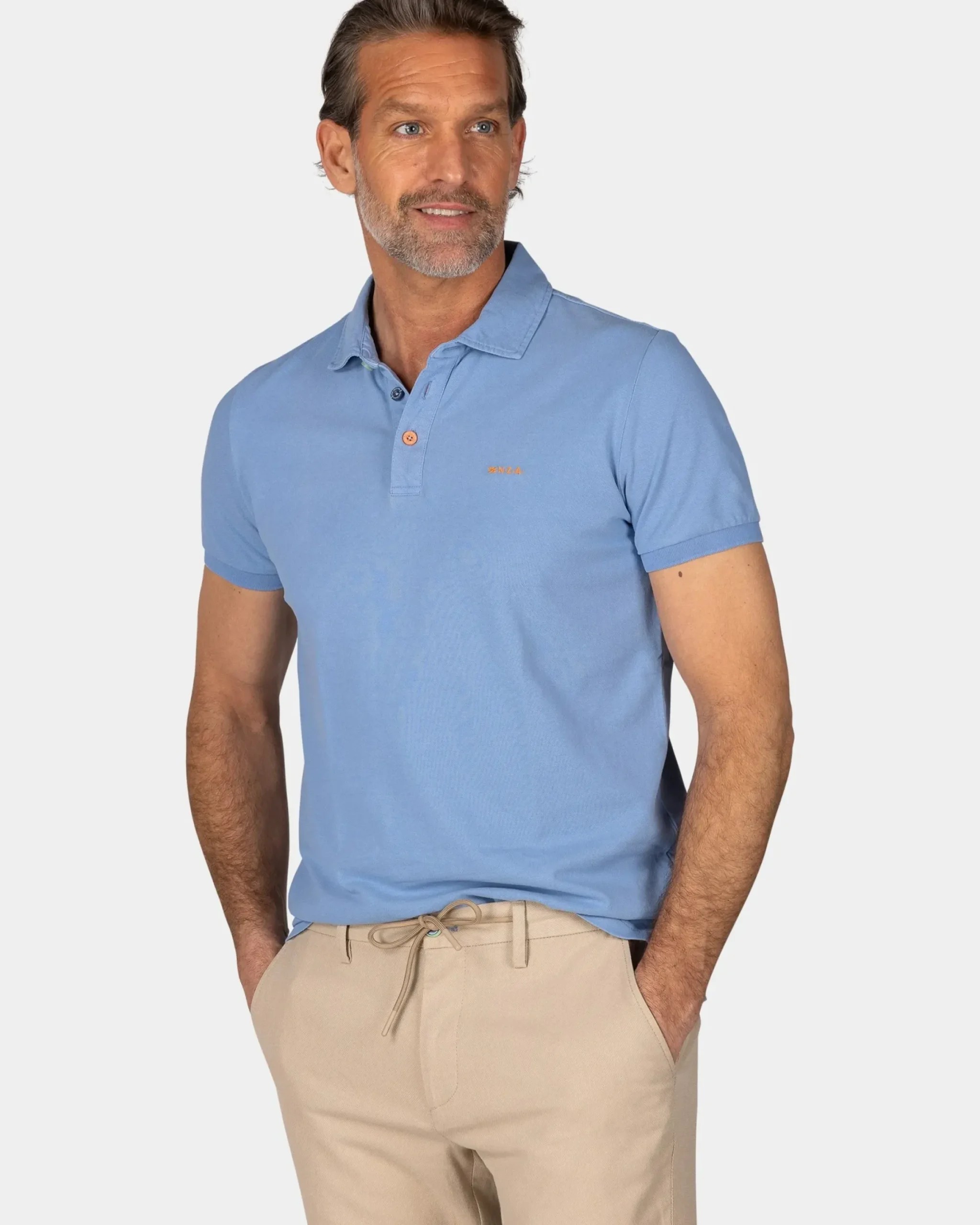 Effen katoenen felblauwe polo
