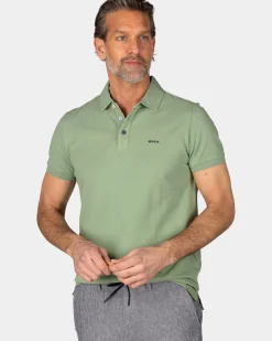 Effen katoenen lichtgroene polo