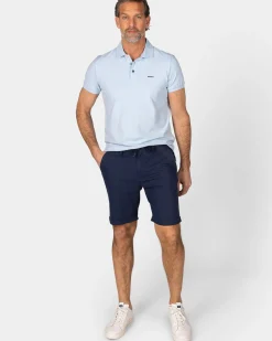 Effen katoenen pastelblauwe polo