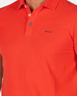 Effen katoenen roodoranje polo