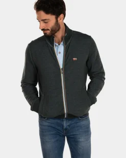 Effen katoenen vest - Dark Pine