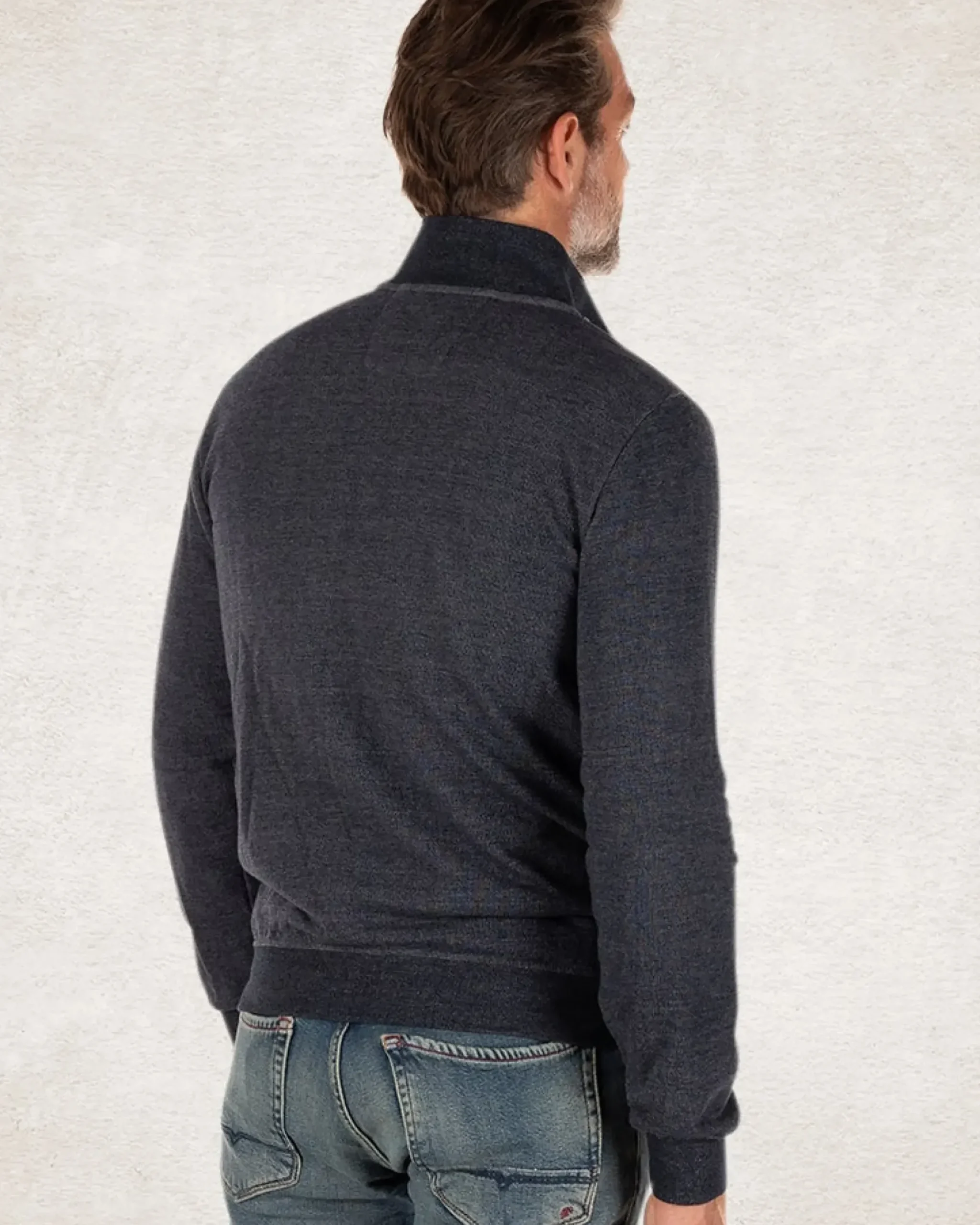 Effen katoenen vest met stretch Blauw