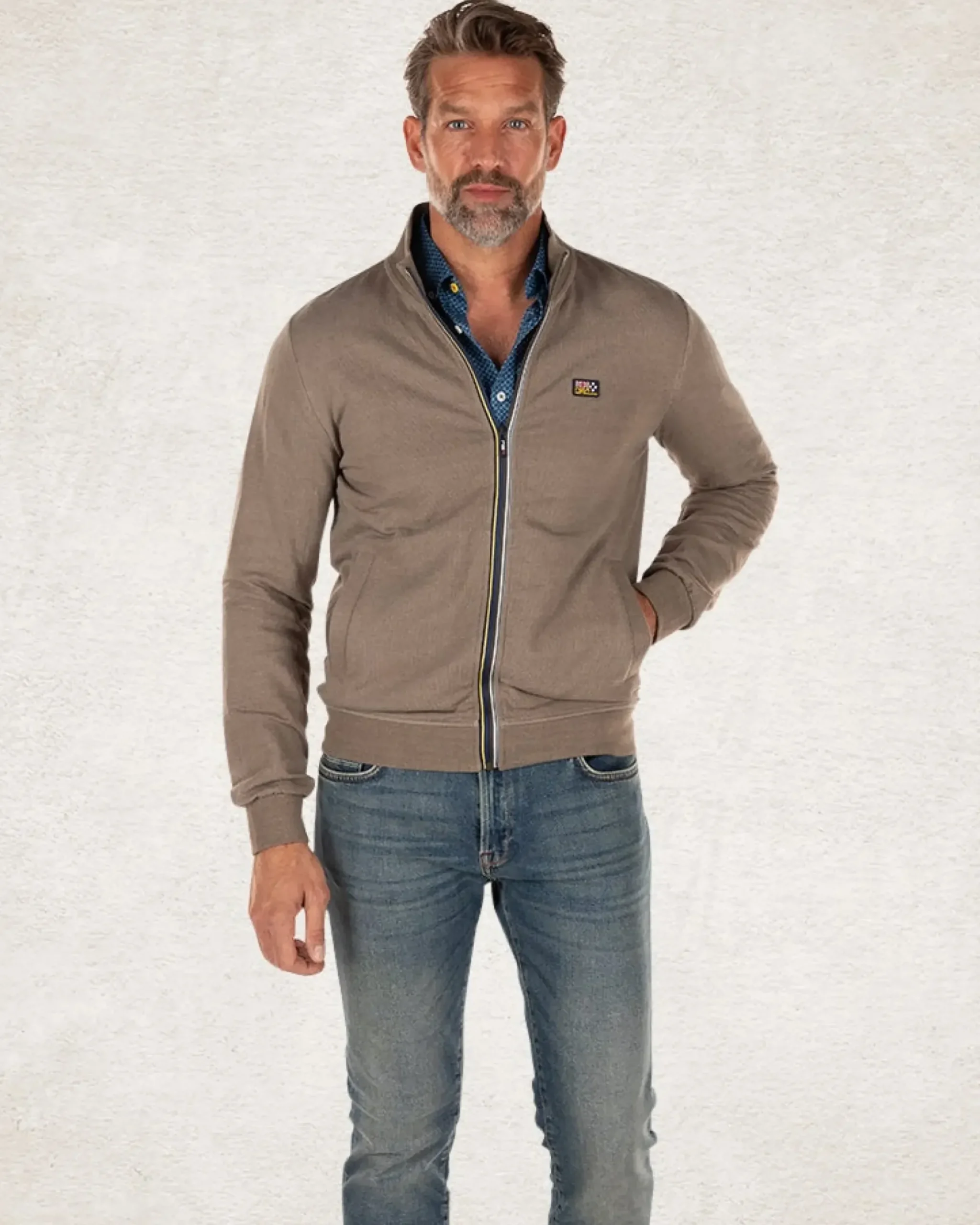 Effen katoenen vest met stretch groen