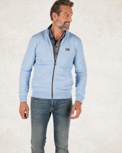 Effen katoenen vest met stretch Pale Blue