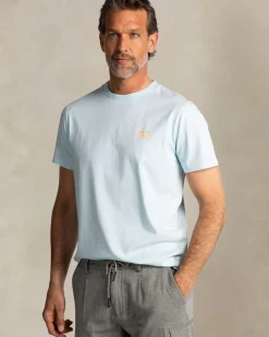 Effen lichtblauw katoenen t-shirt met ronde hals