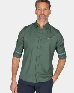 Effen linnen overhemd - Chalk Green