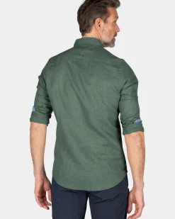 Effen linnen overhemd - Chalk Green