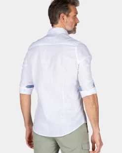 Effen linnen overhemd in veel kleuren - White