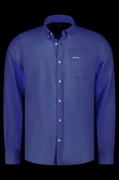 Effen linnen overhemd in veel kleuren - Dusk Navy
