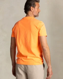 Effen oranje katoenen t-shirt met ronde hals