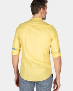 Effen overhemd zonder kraag - Iguana Yellow