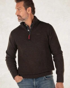 Effen pullover met halve rits - Smoked Green
