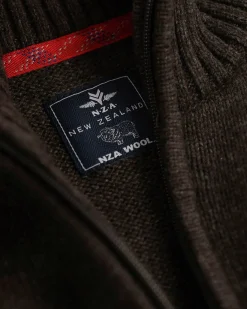 Effen pullover met halve rits - Smoked Green