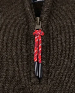 Effen pullover met halve rits - Smoked Green