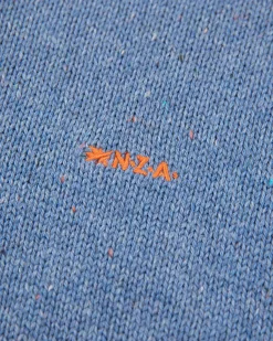 Effen trui met halve knoopssluiting - Cloudy Blue