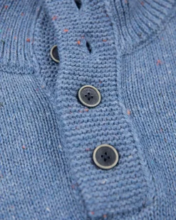 Effen trui met halve knoopssluiting - Cloudy Blue