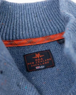 Effen trui met halve knoopssluiting - Cloudy Blue