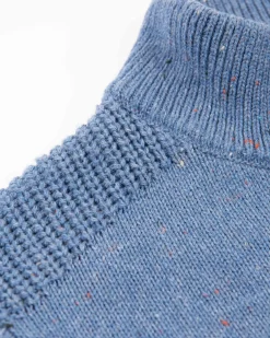 Effen trui met halve knoopssluiting - Cloudy Blue