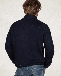 Effen trui met halve knoopssluiting - Pitch Navy