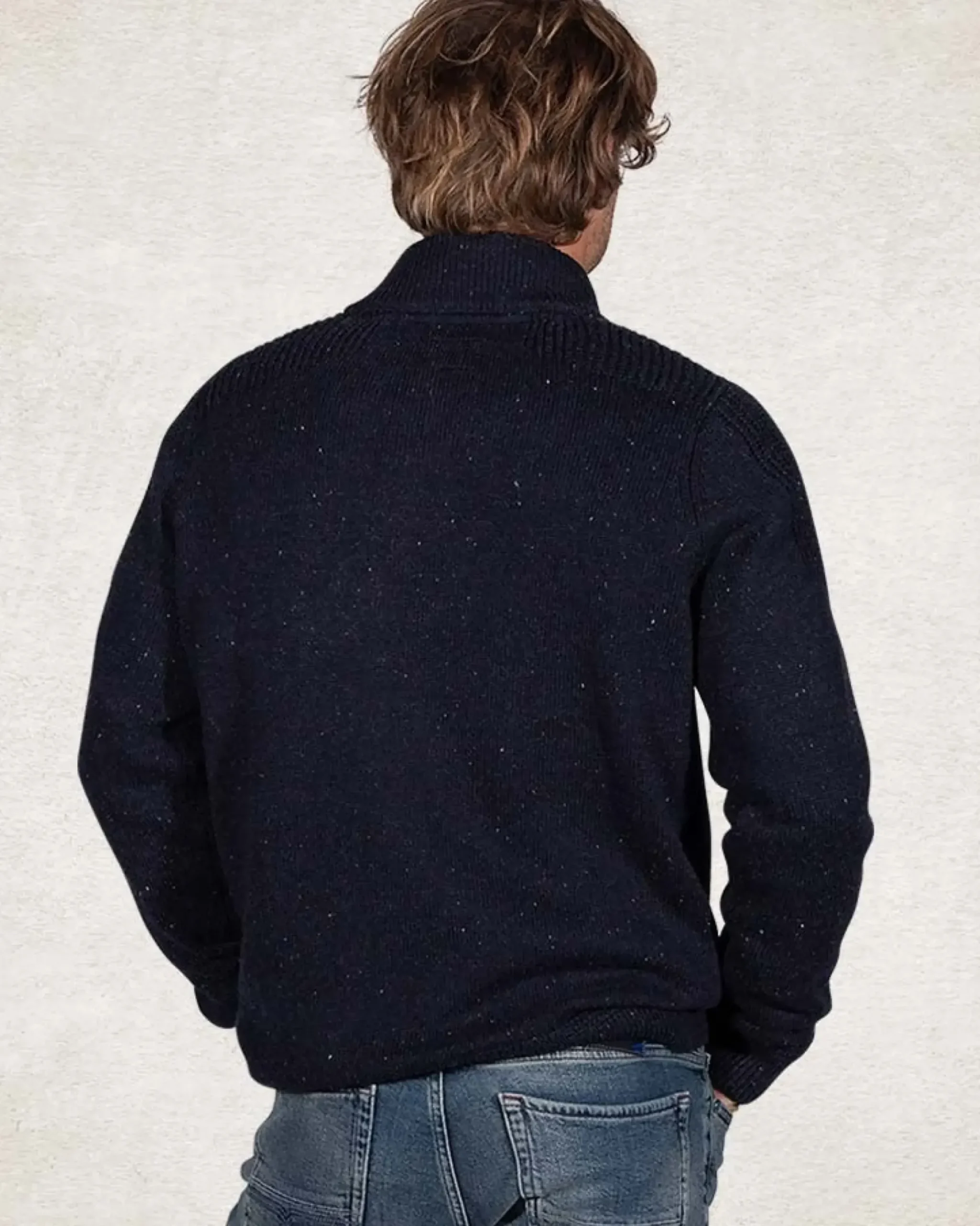 Effen trui met halve knoopssluiting - Pitch Navy