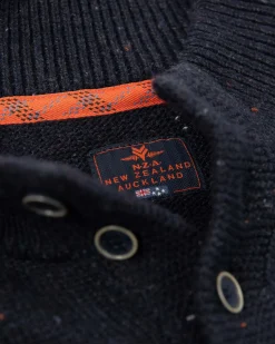 Effen trui met halve knoopssluiting - Pitch Navy