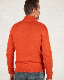 Effen trui met halve knoopssluiting - Ginger Orange