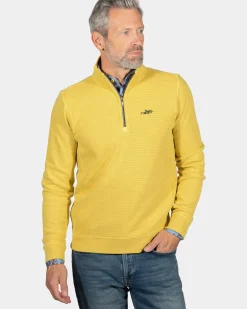 Effen trui met halve rits Arapohue - Sunbeam Yellow