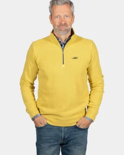 Effen trui met halve rits Arapohue - Sunbeam Yellow