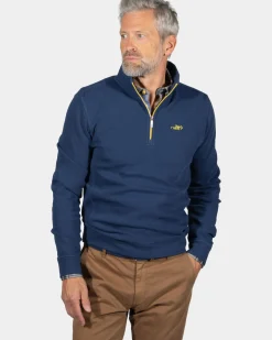 Effen trui met halve rits Arapohue - Storm Blue