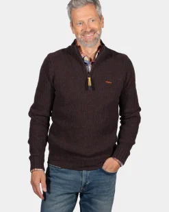 Effen trui met halve rits Dry - Clay Brown