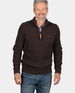 Effen trui met halve rits Dry - Clay Brown