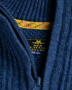 Effen trui met halve rits Dry - Storm Blue