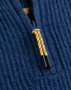 Effen trui met halve rits Dry - Storm Blue