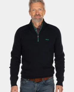 Effen trui met halve rits Oroua - Steady Navy