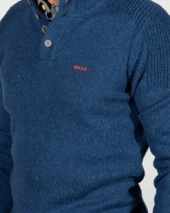 Effen trui met knopen Brownlee - Storm Blue