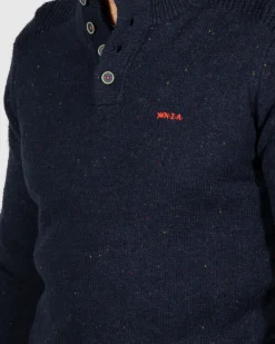 Effen trui met knopen Brownlee - Ink Navy