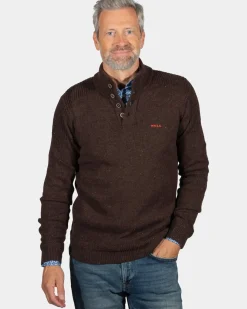 Effen trui met knopen Brownlee - Clay Brown