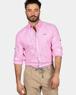Felgekleurd effen overhemd - Bright Pink