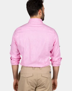 Felgekleurd effen overhemd - Bright Pink