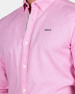 Felgekleurd effen overhemd - Bright Pink