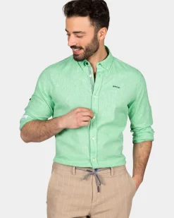 Felgekleurd effen overhemd - Fresh Green