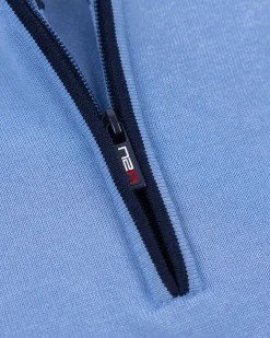 Fijngebreide blauwe trui met halve rits - Frozen Blue
