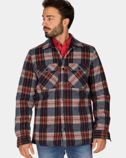Flannellen gewateerd overhemd grijs groen rood - Winter Navy