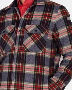 Flannellen gewateerd overhemd grijs groen rood - Winter Navy